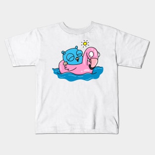 Flamingo Swimming Gopher Kids T-Shirt